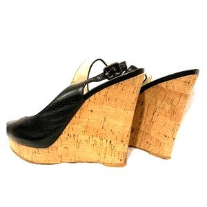 Nine West Black Leather Wedges